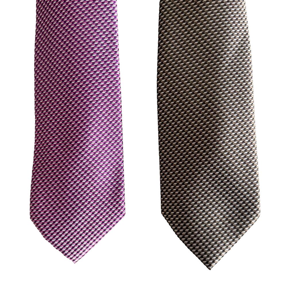 Perry Ellis Portfolio Men's Ties Lot of 2 Magenta & Brown Bartolle Mini NWT